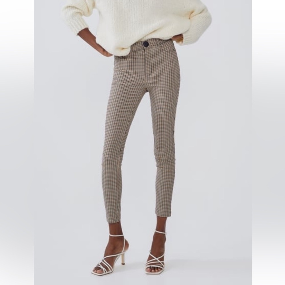 Zara NWOT HIGH-WAISTED PLAID LEGGINGS